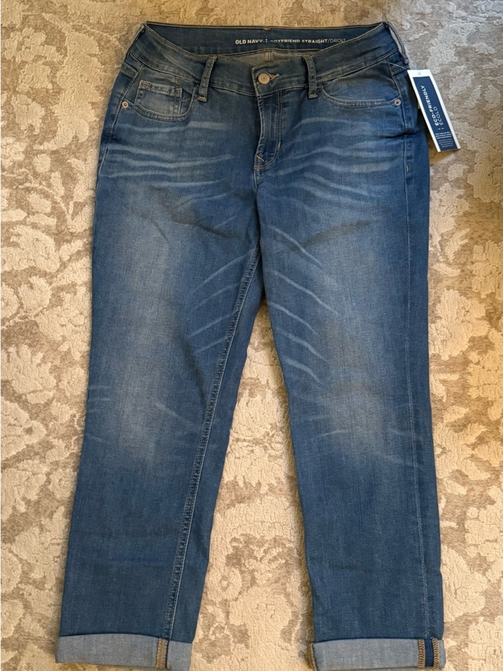 NWT Old Navy Blue Boyfriend Straight Jeans